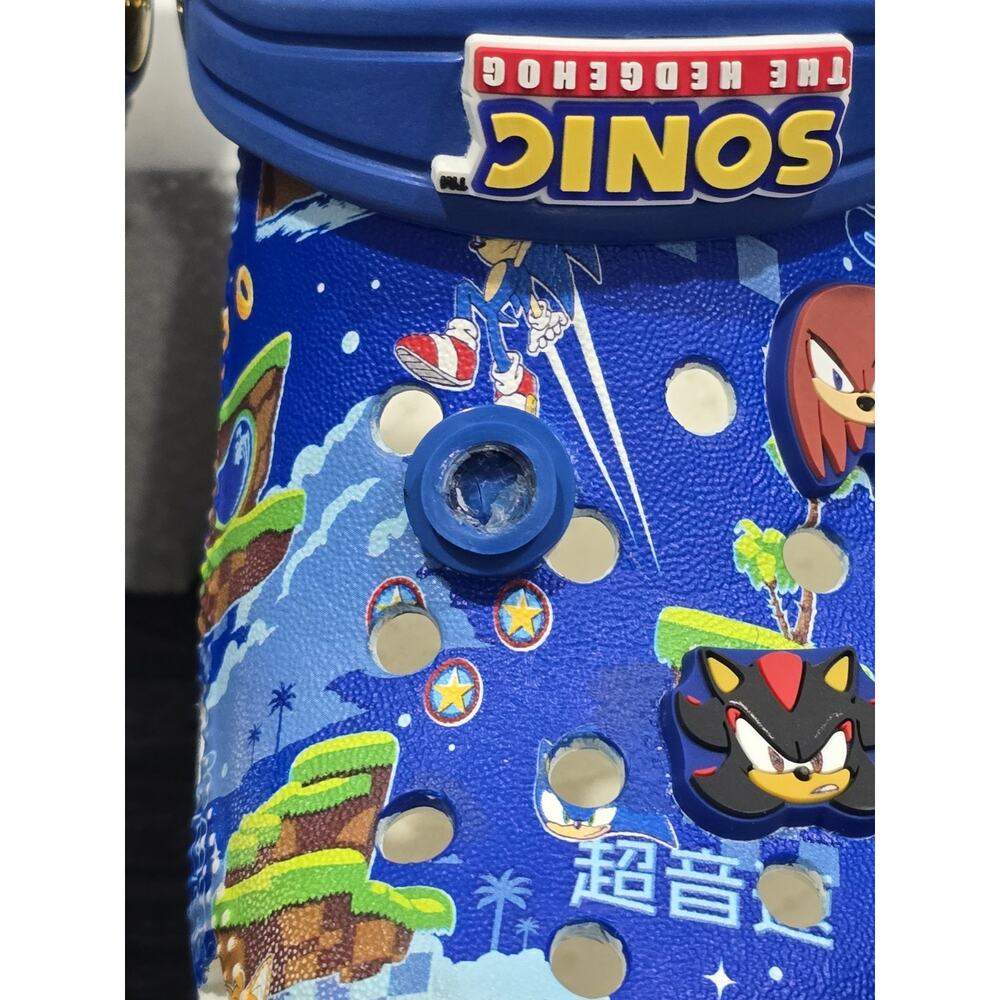 Crocs Sonic the Hedgehog Kids Blue Classic Clogs Jibbitz Charms Childs Size 12 - Picture 4 of 8